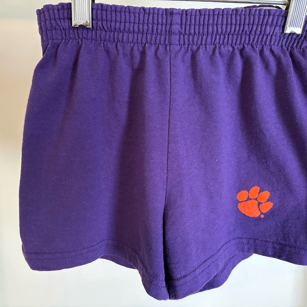 Soffe Athletic Shorts in Purple with Orange Clemson Logo